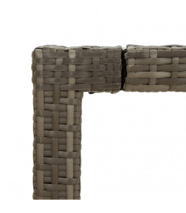 Garden Table Grey 190x90x75 cm Tempered Glass and Poly Rattan