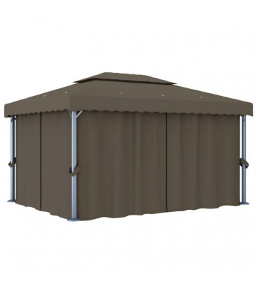 Gazebo with Curtain 4x3 m Taupe Aluminium