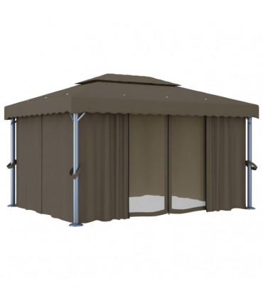 Gazebo with Curtain 4x3 m Taupe Aluminium