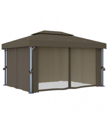Gazebo with Curtain 4x3 m Taupe Aluminium