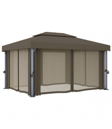 Gazebo with Curtain 4x3 m Taupe Aluminium