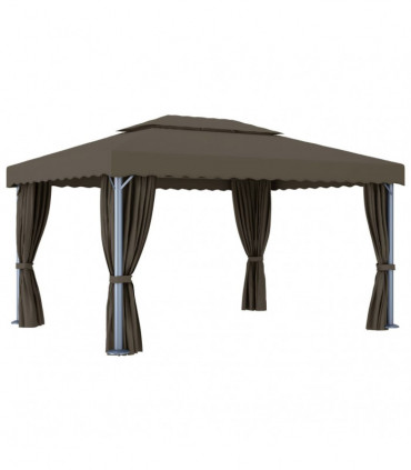 Gazebo with Curtain 4x3 m Taupe Aluminium