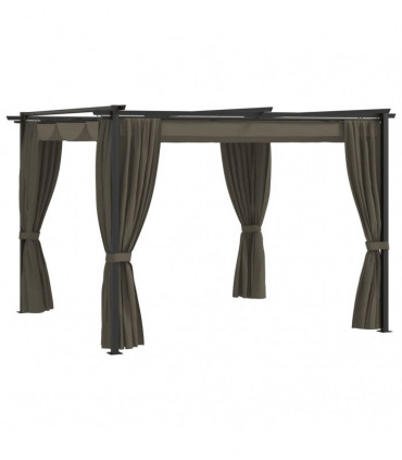 Gazebo with Curtains 3x3 m Taupe Steel