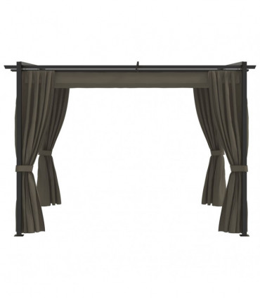 Gazebo with Curtains 3x3 m Taupe Steel