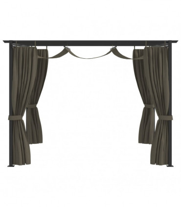 Gazebo with Curtains 3x3 m Taupe Steel