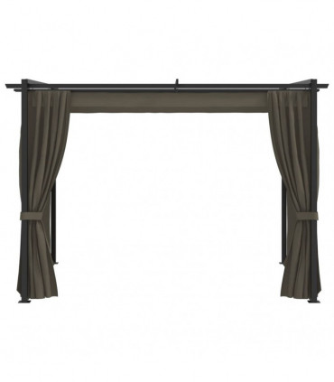 Gazebo with Curtains 3x3 m Taupe Steel