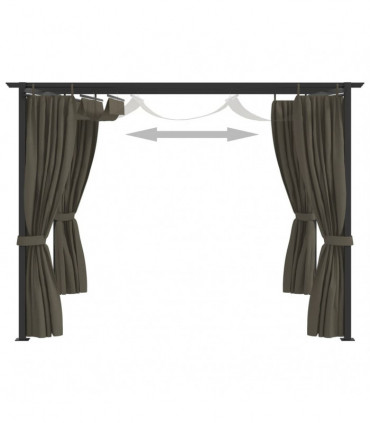 Gazebo with Curtains 3x3 m Taupe Steel