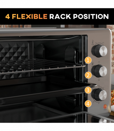 HOMCOM 30L Mini Oven with Adjustable Temperature, 60 Min Time 1600W, Silver