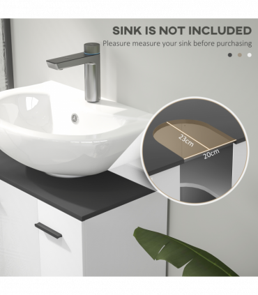 HOMCOM Bathroom Under Sink Cabinet with Adjustable Shelf High Gloss White