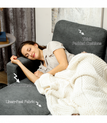 HOMCOM Pull Out Sofa Bed L Shape Corner Sofa w/ Reversible Chaise Dark Grey