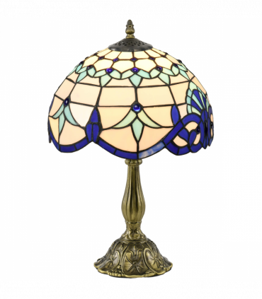 HOMCOM Stained Glass Table Lamp, for Bedroom Bedside, Bulb not Included
