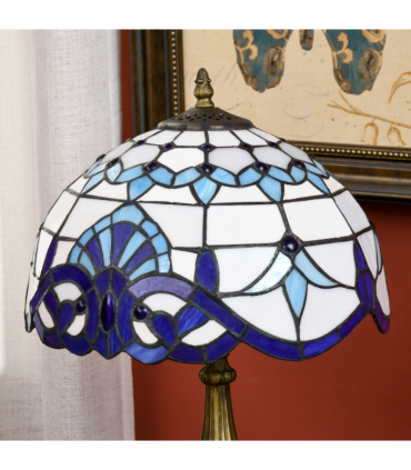 HOMCOM Stained Glass Table Lamp, for Bedroom Bedside, Bulb not Included
