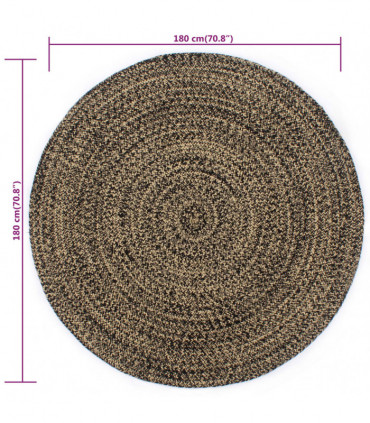 Handmade Rug Jute Black and Brown 180 cm
