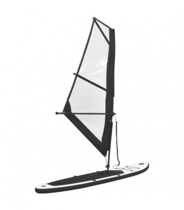 Inflatable Stand Up Paddleboard with Sail Set Black and White