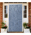 Insect Curtain Blue, White and Silver 90x220 cm Chenille
