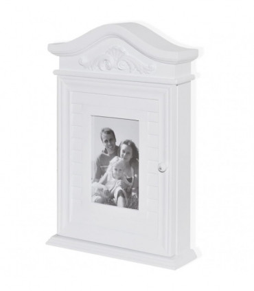 Key Cabinet with Photo Frame White