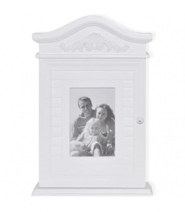 Key Cabinet with Photo Frame White