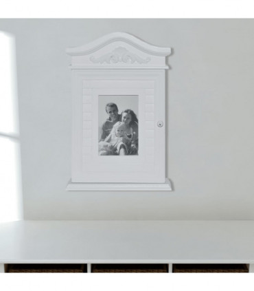 Key Cabinet with Photo Frame White