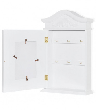 Key Cabinet with Photo Frame White