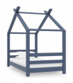 Kids Bed Frame Grey Solid Pine Wood 70x140 cm