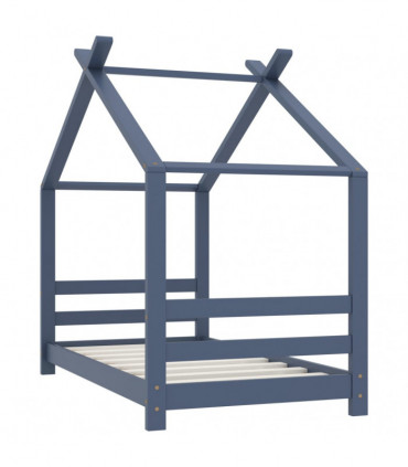 Kids Bed Frame Grey Solid Pine Wood 70x140 cm