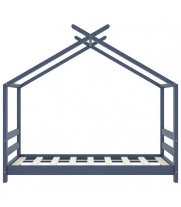 Kids Bed Frame Grey Solid Pine Wood 70x140 cm