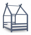 Kids Bed Frame Grey Solid Pine Wood 80x160 cm