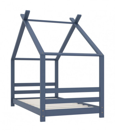 Kids Bed Frame Grey Solid Pine Wood 80x160 cm