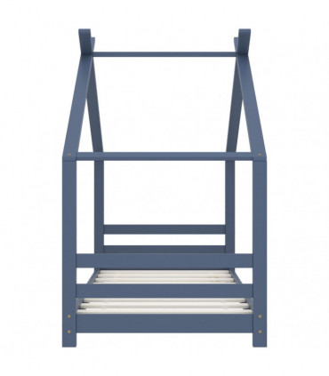 Kids Bed Frame Grey Solid Pine Wood 80x160 cm