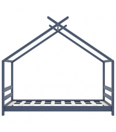 Kids Bed Frame Grey Solid Pine Wood 80x160 cm