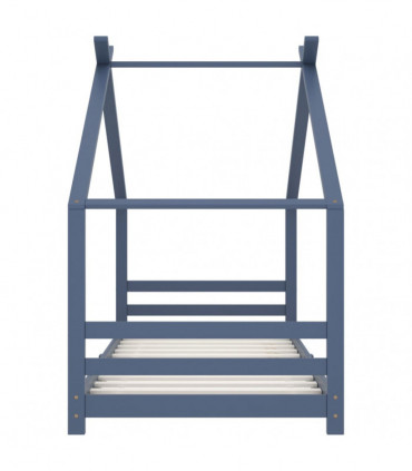 Kids Bed Frame Grey Solid Pine Wood 90x200 cm