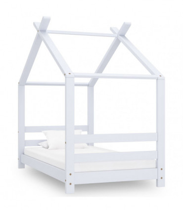 Kids Bed Frame White Solid Pine Wood 70x140 cm