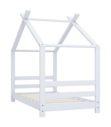 Kids Bed Frame White Solid Pine Wood 70x140 cm