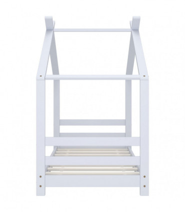 Kids Bed Frame White Solid Pine Wood 70x140 cm