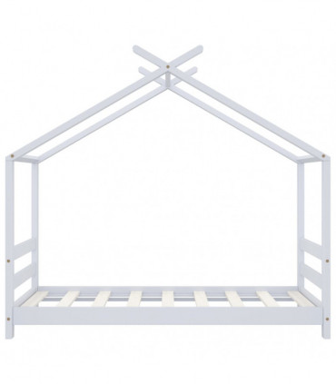 Kids Bed Frame White Solid Pine Wood 70x140 cm