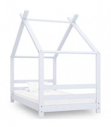 Kids Bed Frame White Solid Pine Wood 80x160 cm