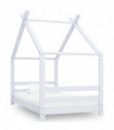 Kids Bed Frame White Solid Pine Wood 80x160 cm