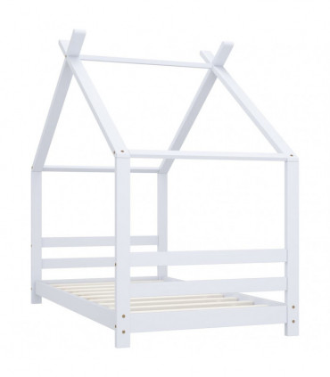 Kids Bed Frame White Solid Pine Wood 80x160 cm
