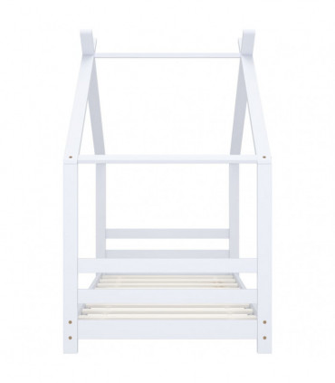 Kids Bed Frame White Solid Pine Wood 80x160 cm