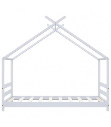 Kids Bed Frame White Solid Pine Wood 80x160 cm