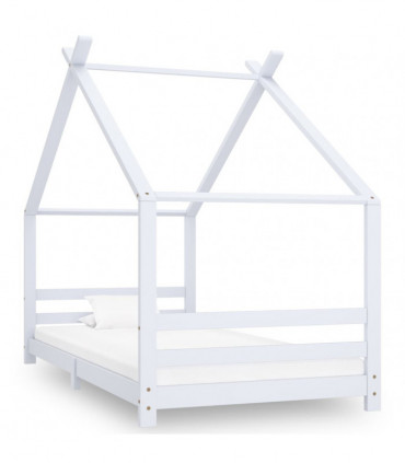 Kids Bed Frame White Solid Pine Wood 90x200 cm