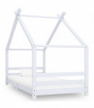 Kids Bed Frame White Solid Pine Wood 90x200 cm