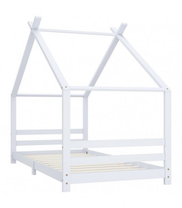 Kids Bed Frame White Solid Pine Wood 90x200 cm