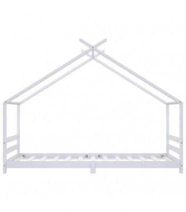 Kids Bed Frame White Solid Pine Wood 90x200 cm