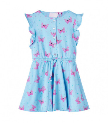 Kids' Dress with Buttons Sleeveless Blue 104