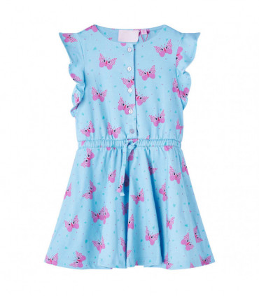 Kids' Dress with Buttons Sleeveless Blue 116