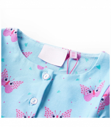 Kids' Dress with Buttons Sleeveless Blue 128