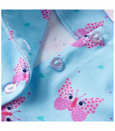 Kids' Dress with Buttons Sleeveless Blue 128
