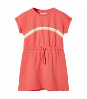 Kids' Dress with Drawstring Coral 116