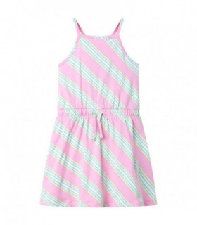 Kids' Dress with Drawstring Sleeveless Pink 128